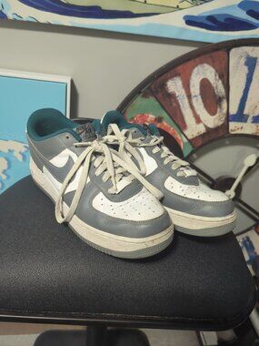 Nike Air Force 1 “By You” Gray Green Teal Leather Size 10 Eur 42 AQ3778-994